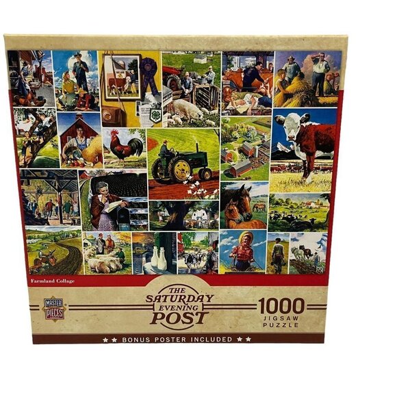 Norman Rockwell Saturday Evening Post Farmland Collage Jigsaw Puzzle 1000 Piece - Picture 1 of 4